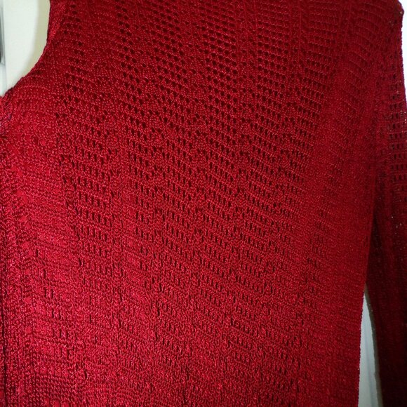 Tradition Burgundy Crochet Knit floral  Blouse size XL - Picture 10 of 13